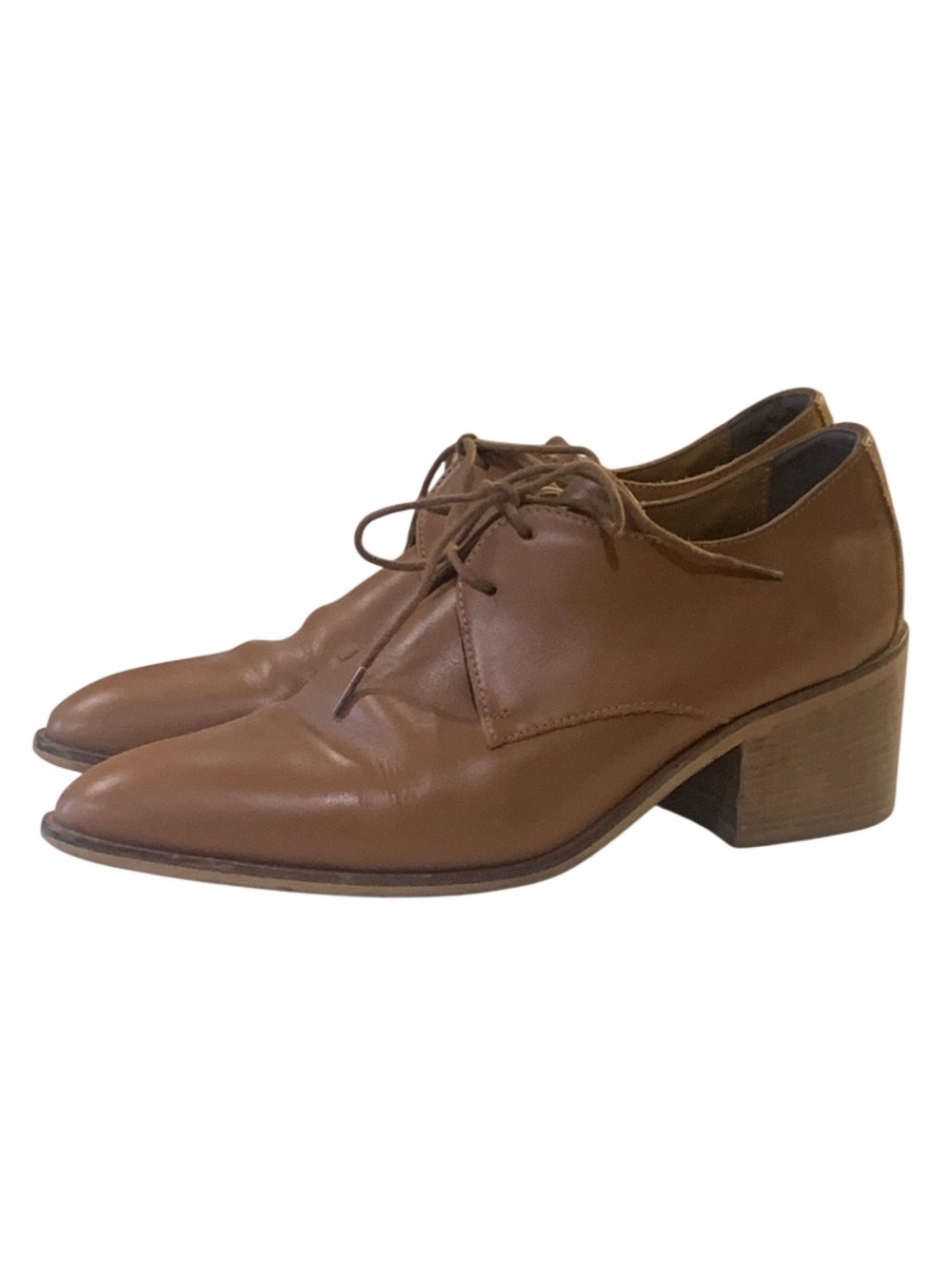 EVERLANE BROWN LEATHER OXFORD HEELS SIZE 8.5